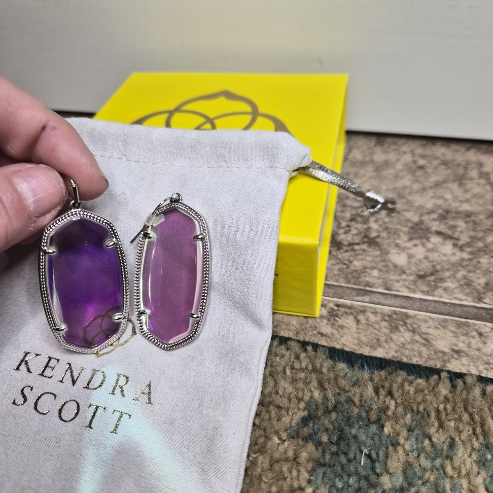 Elle Silver Drop Earrings in Dichroic Glass - Picture 6 of 7